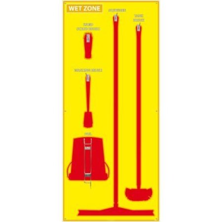 NMC National Marker Wet Zone Shadow Board, Yellow/Red, 68 X 30, Pro Series Acrylic - SB122FG